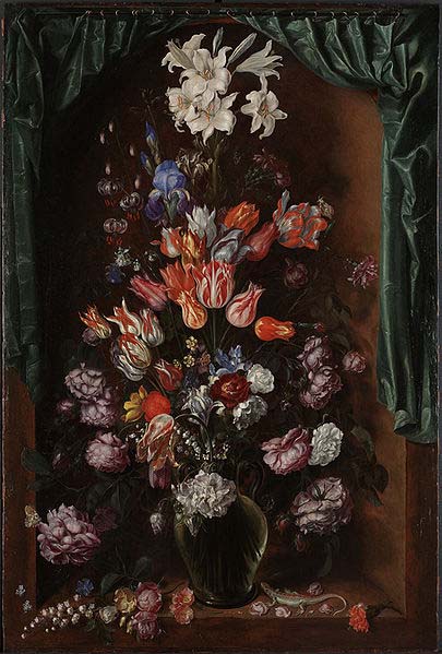 Jacob de Gheyn II Vase of Flowers with a Curtain